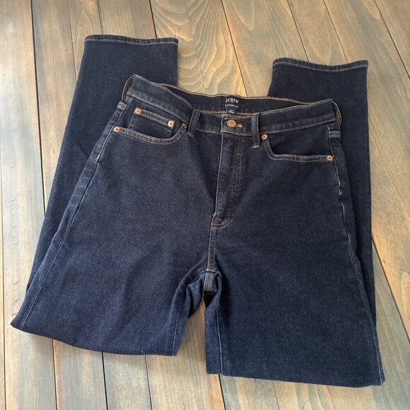 J Crew High-rise Stovepipe Dark Wash Jeans in Signature Stretch+ - Size 27 (Y8) - Picture 2 of 10